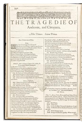 Shakespeare, William (1564-1616) King Lear; Othello; [and] Anthony & Cleopatra; Extracted from the First Folio.